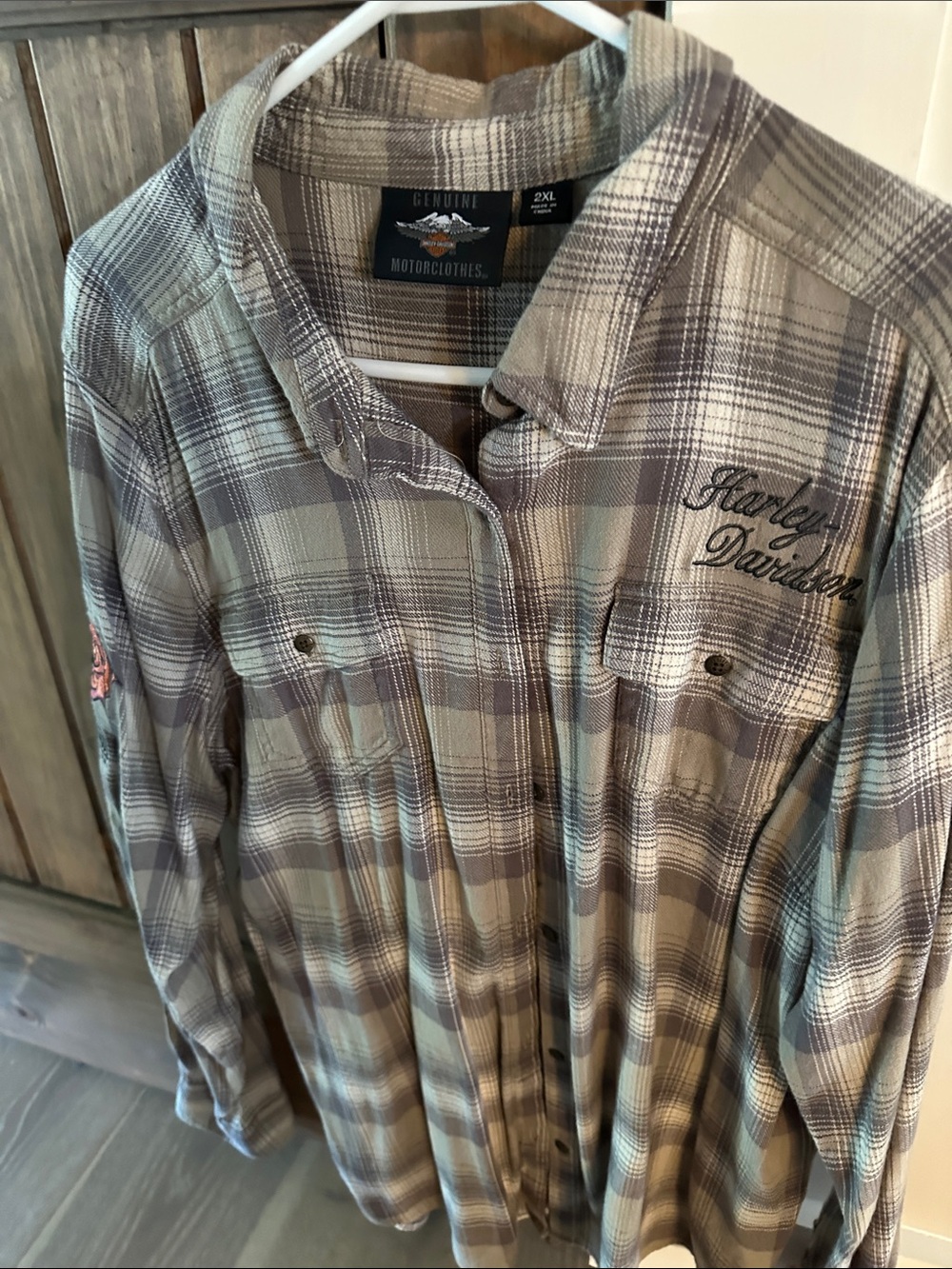 Harley-Davidson Women’sPlaid Button-Down Shirt - Gray & Brown
